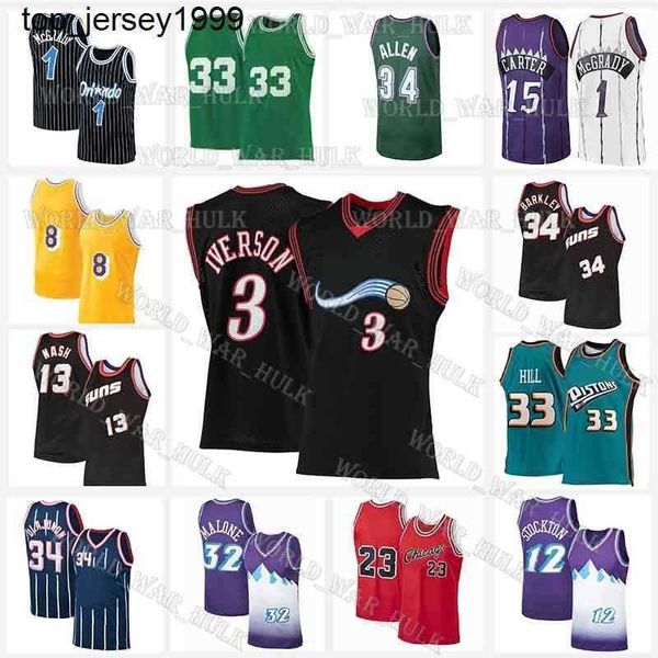 Пользовательский Allen 3 Iverson Vince 15 Carter Jerseys Ray Grant 33 Hill Steve Barkley Nash Hakeem John Olajuwon Charles Карл Трейси Мэлоун МакГрэйди S