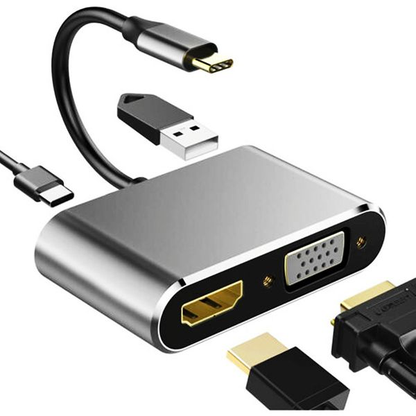 consumir eletrônicos USB Tipo C 3.1 para HDTV 4K VGA 1080P USB 3.0 Hub Thunderbolt 3 USBC 60W PD Port Splitter Cable para Mac-book ip-ad Pro XPS 13