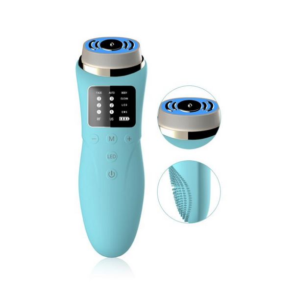 3 in 1 Ultraschallfunkfrequenz Gesichtshebextrakte LED -Gesichtshaut Hautverjüngung RF Beauty Machine Pinsel LCD -Bildschirm DHL