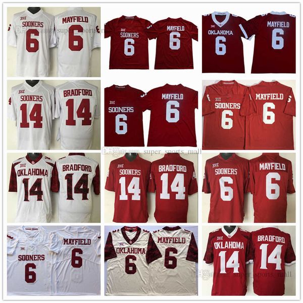 Jerseys de futebol da NCAA College 6 Baker Mayfield 14 Sam Bradford Stitched Jersey Red White Black