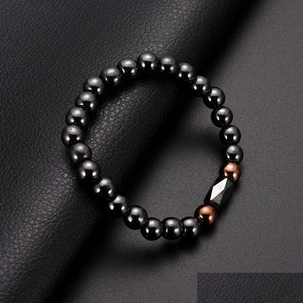 Braccialetto di ematite con perline magnetiche nere con perline Terapia Braccialetti di perline sani Braccialetti per donna Braccialetti Gioielli di moda Drop Delivery Dhhhn