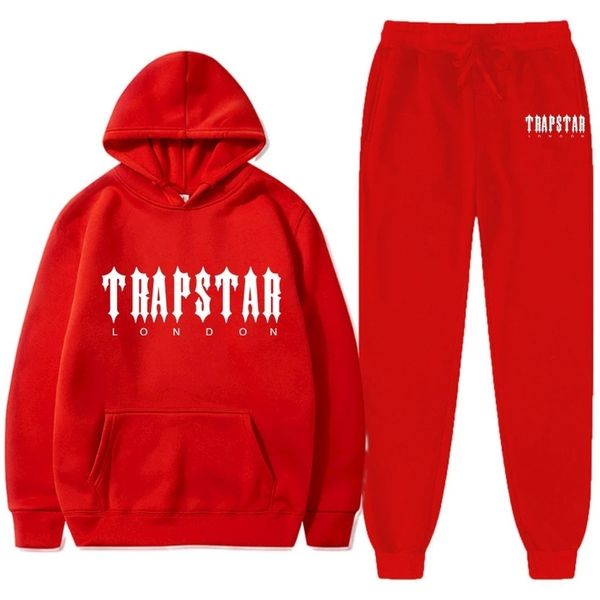 Tute da uomo TRAPSTAR Marca Tuta Felpa con cappuccio Lettera Stampa Fleece Moda oversize Hip Hop Streetwear Jogger Set Outfit For 221117