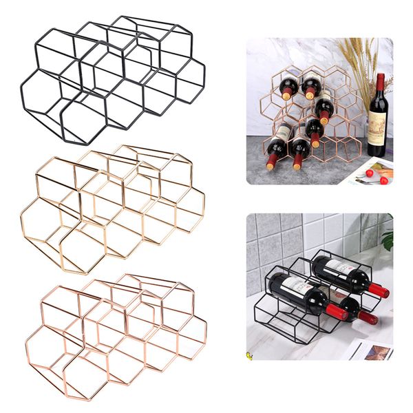 Racks de vinho da mesa Honeycomb moderno hexagon 9 garrafa de armazenamento de garrafas Organizador de exibição de colméias 221118