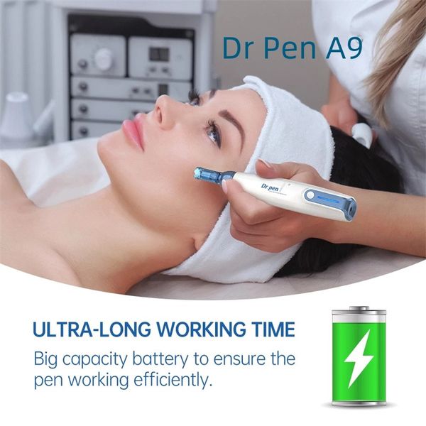 Profissional Dermapen Dr Pen A9 Sem fio Microneedling Stretchings Remover Scars Remo￧￣o Micro agulha Pontos de agulha Derma caneta