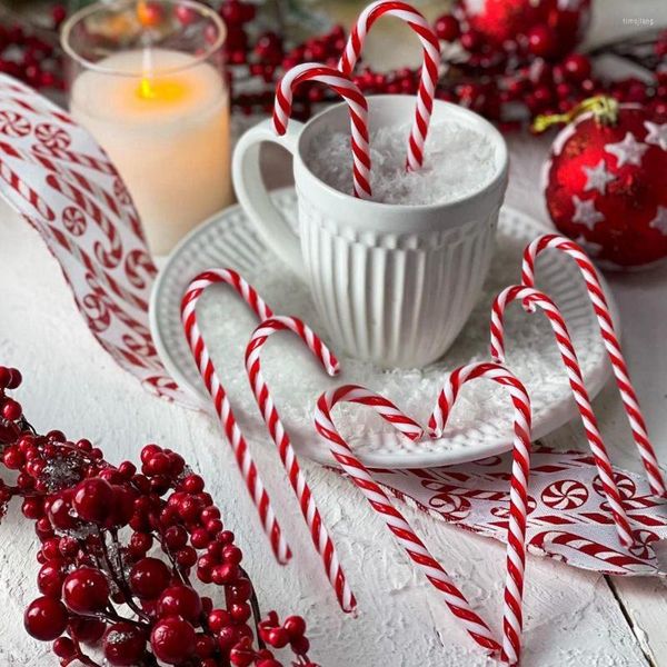 Decorazioni natalizie 1 confezione Rosso Bianco Ornamenti per l'albero Stampella in acrilico Lecca-lecca Tipo di caramella Ciondolo per Noel Fornitura di regali di Natale per bambini