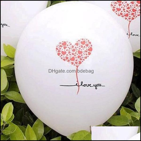 Decora￧￣o de festa para decora￧￣o de casa Balloons letra Ingl￪s I Love You Padr￣o de Cora￧￣o Latex Rodado Casamento dos Namorados Dia Airballon Dhcvh