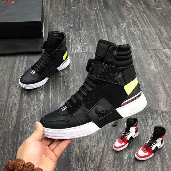 Sneakers Mens Trainers Spor Sneaker Boots Moda Dış Tabanı Erkekler Tasarımcı Gerçek Deri Dikiş Renk Baskı