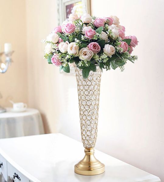 Parti Dekorasyon Ev Vazo Altın Kristal Düğün Çiçek Vazoları Stand Masası Dekoratif Merkez Yıldönümü Töreni Doğum Günü Etkinliği