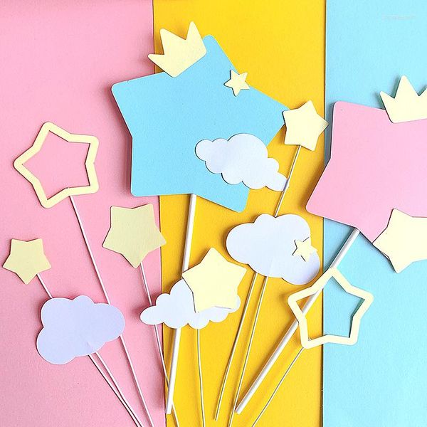 Вечеринка 5 шт. С Днем Рождения торт Топперы Короны Звезды Cloud Cupcake Topper Flags для свадебного декора