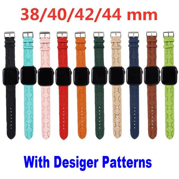 Luxury Designer Apple Watch Band Flower Orologi in pelle Cinturino cinturino per Iwatch 8 7 6 5 4 SE Fashion PU Cinturino in silicone per serie iWatch