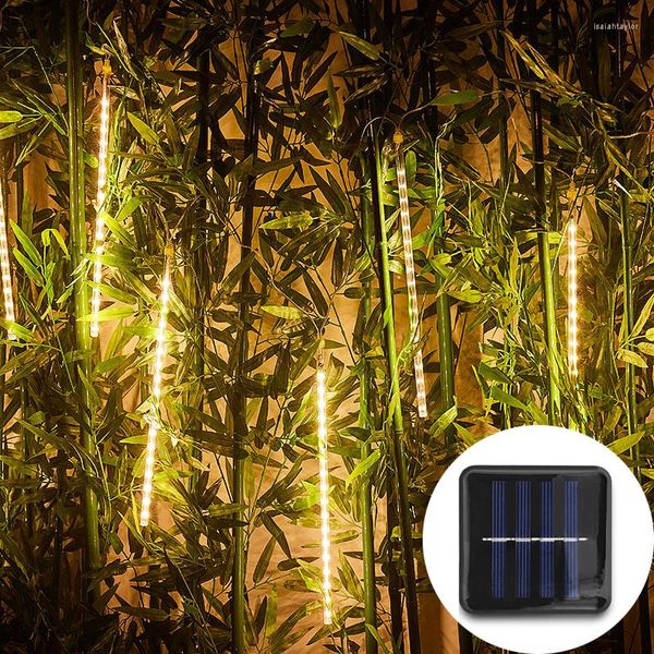 Strings Solar Meteor Shower Ghirlanda Holiday Strip Lamp 30cm / 50cm LED Outdoor Waterproof Light per Garden Street Decorazione natalizia
