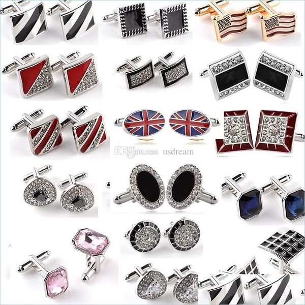 BUFF LINKS CRISTAL CUFF Links Diamond Cross Sign Sinal de esmalte BUFFLINKS Franch de negócios Termilhas Ternos de botão Jóias Drop Drop tie Cla dhocq