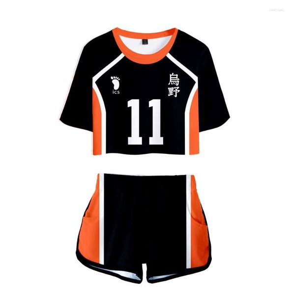 Camas femininas clássicas bokuto akaashi vôlei haikyuu impressão 3d tira curta shorts sexy shorts lindas camisetas de orvalho ovelho ternos de menina duas peças