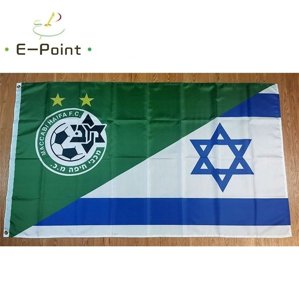 Banner-Flaggen, halb Israel, Maccabi Haifa FC, 90 x 150 cm, Größe Weihnachtsdekoration für Zuhause, Geschenke 221116