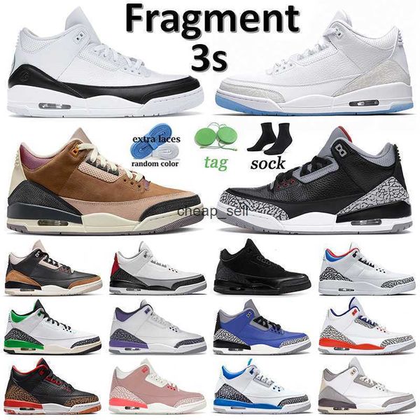 2023 Männer Jordens 3 Basketballschuhe Jumpman 3s J3 Frauen Retro Sneakers Fragment Pure White Archaeo Brown Black Cement Medium Grey Lucky