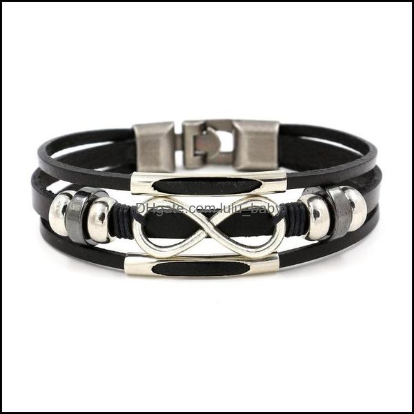 Braccialetti con ciondoli Bracciale in pelle Infinity Braccialetti avvolgenti Mtilayer Polsini con cinturino da polso per donna Uomo Gioielli di moda Regalo Consegna di goccia Dhzju