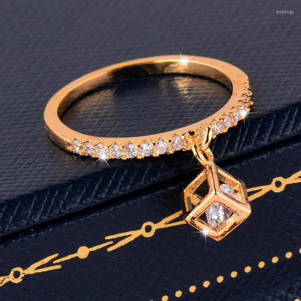 Anelli di nozze Leeker coreano Fashion Crystal Square for Women Rose Gold Color Accessori Gioielli Anello 2022 Trend ZD1 LK6