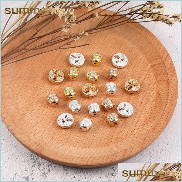 Charms Fashion Life of Tree Buda Head Pinging Gold Gold Rose Round Beads Charms Fit Diy Bracelet Bullles Colar Jewelry Acessor Dhkni