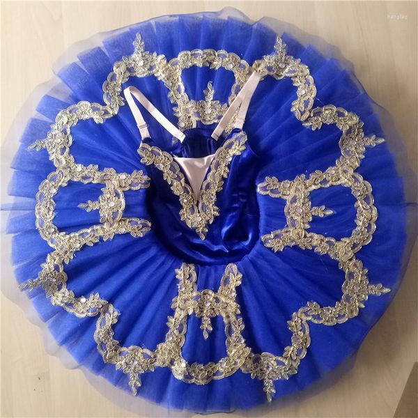 Abbigliamento da palcoscenico Abito da ballerina blu Costume da ballo del lago dei cigni Tutu da pancake per bambini per bambini per ragazze Gonna professionale per balletto