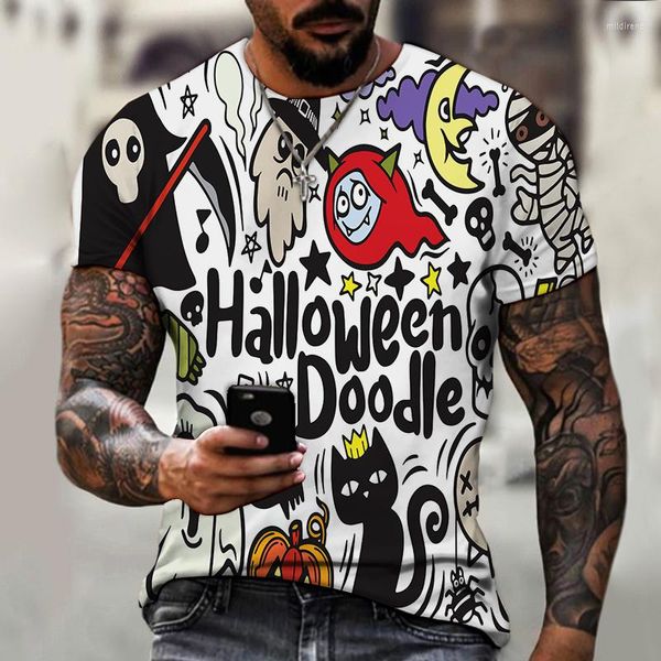 Camisetas masculinas Camisas frias casuais casuais 3D pintadas de desenho animado impressão de camiseta solta moda Harajuku Grandes tops de rua de verão tipo