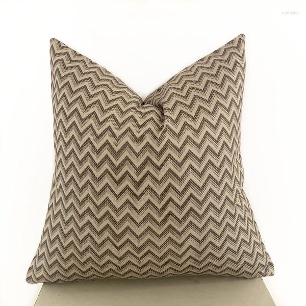 Cuscino decorativo moderno marrone intrecciato a zigzag per poltrona, divano, poltrona, 45 x 45 cm, confezione da 1 pezzo