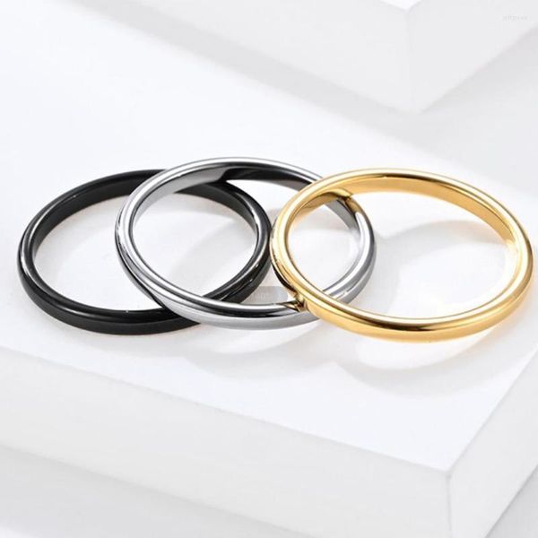 Fedi nuziali Semplice acciaio al tungsteno da 2 mm per donna Uomo Moda minimalista sottile ed elegante anello di coda per feste Taglia # 5- # 11