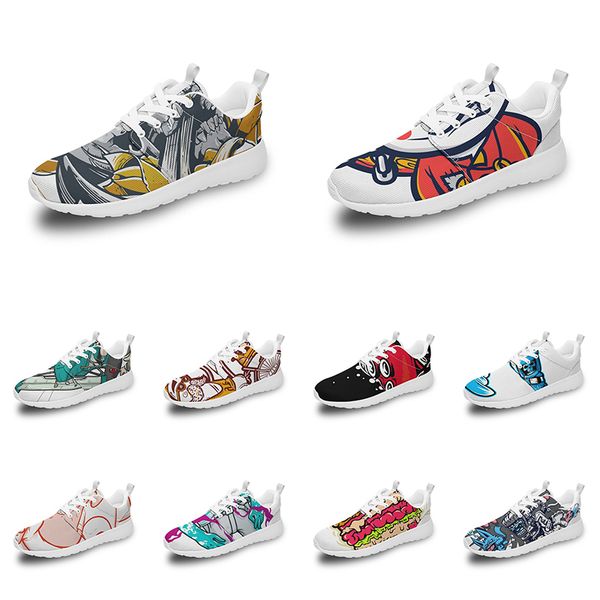 Мужчины Женщины Custom Sports Shoes Anime Cartoon Animal Design Diy Word Black Blue Red красный красочный мужской тренер на открытом воздухе 117