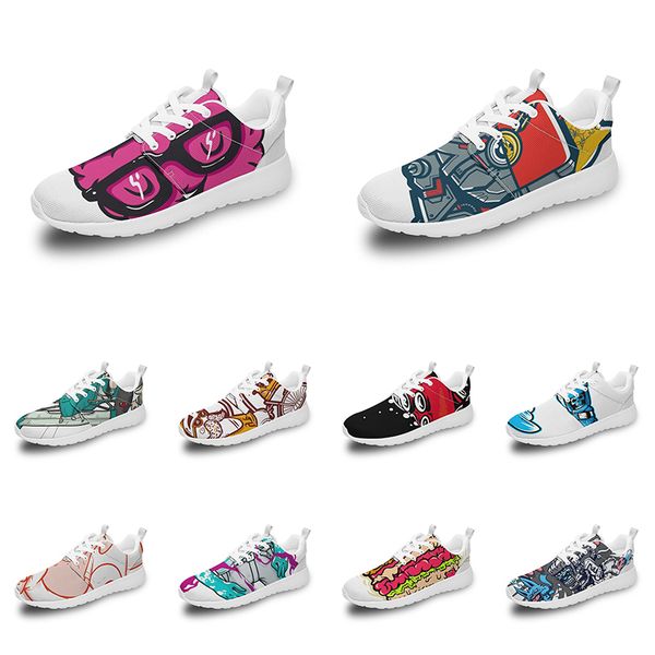 Мужчины Женщины Custom Sports Shoes Anime Cartoon Animal Design Diy Word Black Blue Red красный красочный мужской тренер на открытом воздухе 131