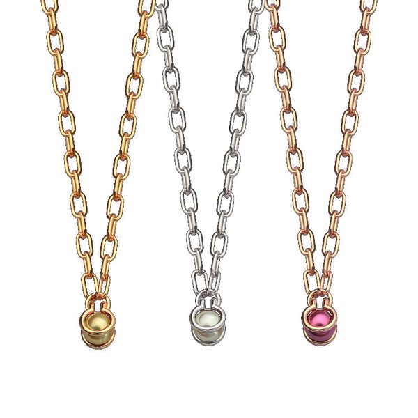 Collana da donna con doppia perla colorata, collana di gioielli di design, catena maglione, oro, argento, rosa, marchio completo come regalo di Natale per le nozze