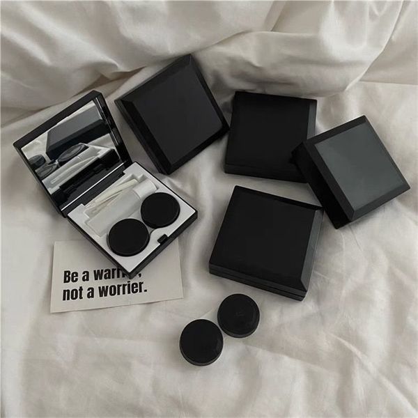 Одежда линзы Черный элегантный контейнер женщины Ins Diy Contacts Case Men Color Contact ES Heress Box Portable Travel Set 221119