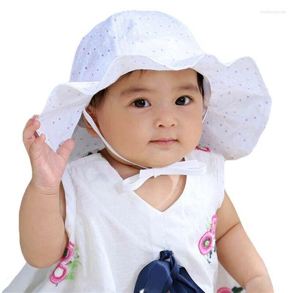 Berretti Cute Baby Wide Brim Sun Hat Girl Toddler Kids Cotton Summer Outdoor Protection Travel Cap