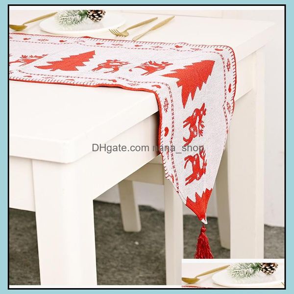 Decorazioni di Natale Stampa Articolo di neve Boglione Pleghette Tovaglia Red Home Cucina da pranzo Tavolino Tavolino Decorazioni Decorazioni DHN1V