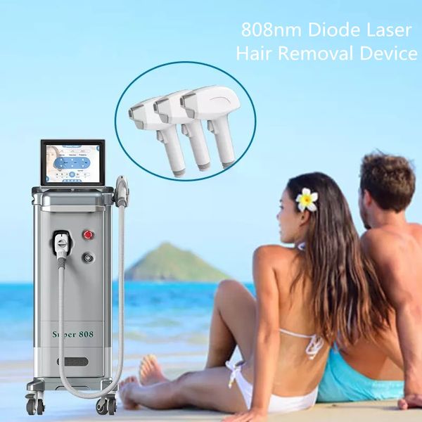 755nm 808nm 1064nm Máquina de remoção de cabelo a laser Diodo Big Spot Laser Triplo comprimento de onda 808 Sistema de resfriamento de rejuvenescimento da pele de titânio para as axilas