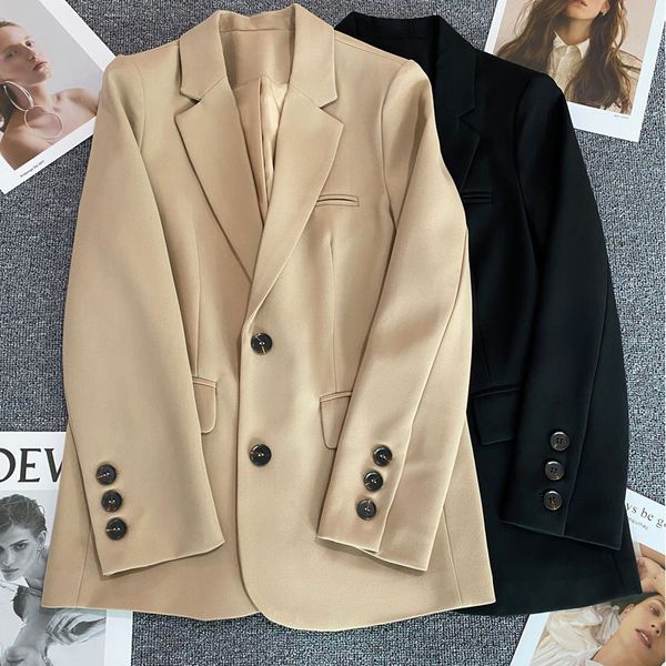 Damenanzüge Blazer Frauen Koran Schlanker einreihiger Anzug Herbst Langarm Schwarz Büro Damenjacke Mode entworfener weiblicher Mantel 221119