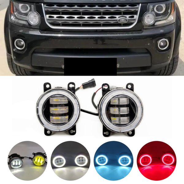 Anjo olho conjunto de luz de nevoeiro carro lente led drl nevoeiro condução lâmpada 12v para land rover discovery 4 lr4 suv la 2010-2013