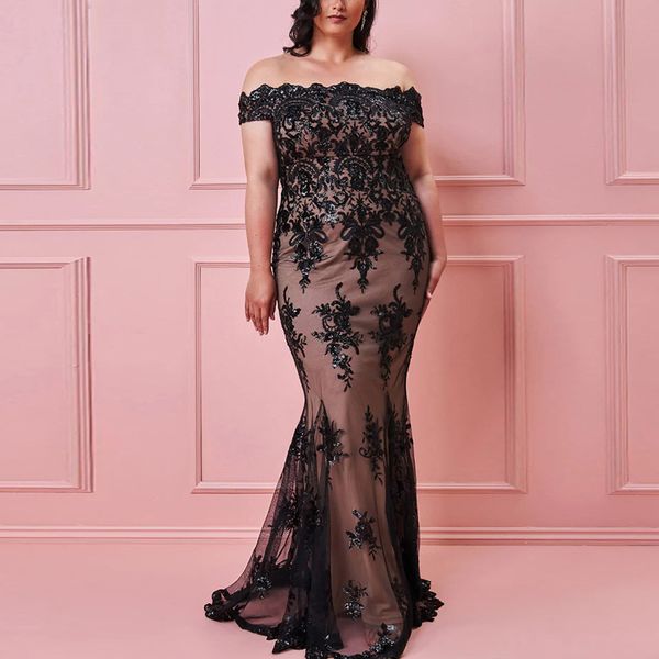 Elegante sereia mãe da noiva vestidos de lantejoulas preto apliques vestido formal vestidos de mujer 326 326