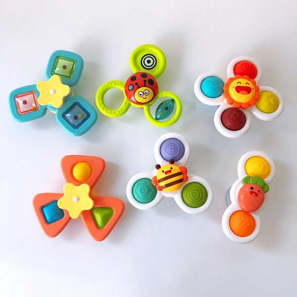 Bath Toys 1PCScartoon Fidget Cup Cup Spinner Toy para Baby Girting Rattle Educational Games Kids Montessori Forchildren 221118