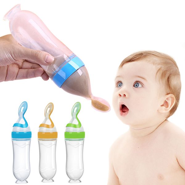 Tazze Piatti Utensili Safe Born Biberon per bambini Ventosa in silicone Cucchiaio da spremere Biberon per il latte Alimentatore per l'addestramento del bambino Integratore alimentare 221119