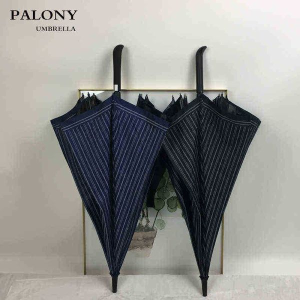 Palony New Long Straight Handle Stripe Style Fashion Pattern And Wind Protection Men Women Sunny Rain Umbrella J220722