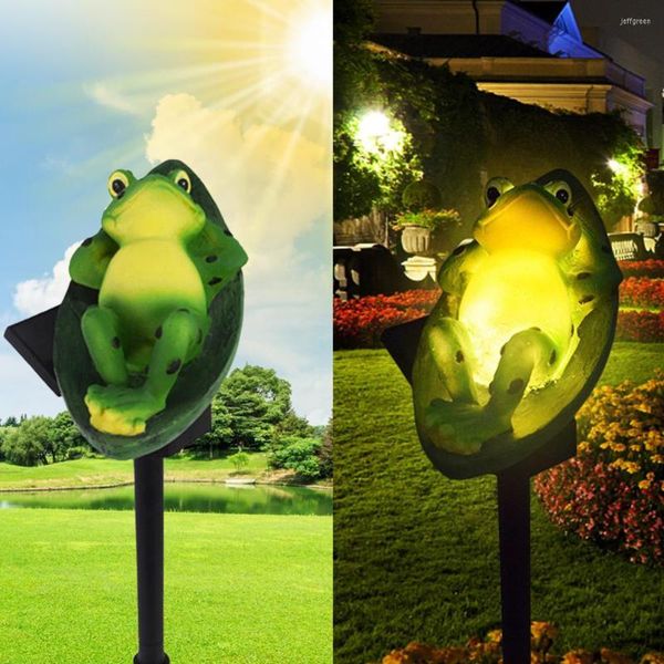 Luzes de estátua de sapos solares ao ar livre à prova d'água luminárias decorativas para a decoração do quintal da passarela do jardim do jardim