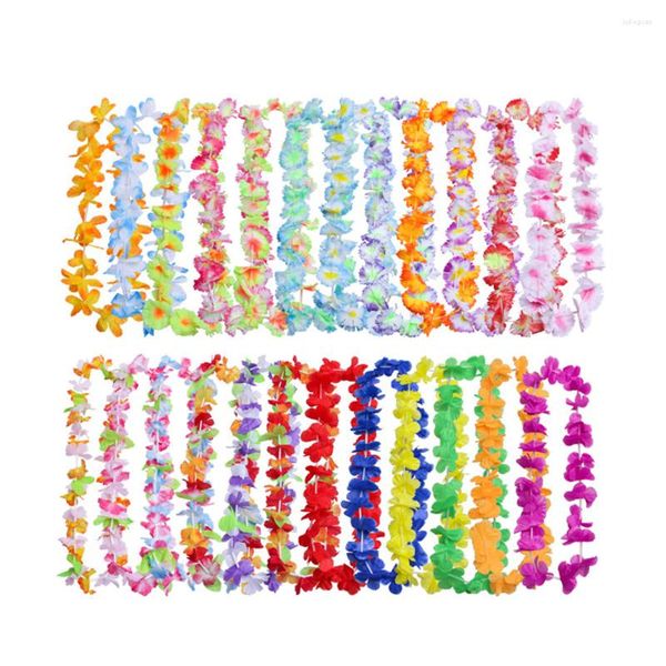 Flores decorativas Party Party Tropical Flower Hawaiian Garland Decorations Decor Luau Floral Acessórios Turismo Colar de Casamento Leis