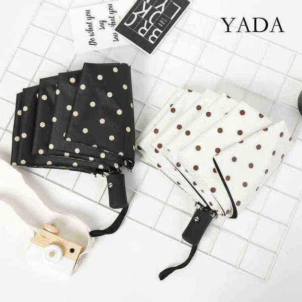 Yada Ins Fashion New Design Beautiful Dot Automatic Umbrella Fluging Women Rain Rain Rain Rain S200196 J220722