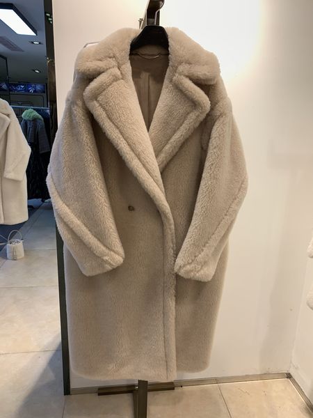 Mulheres Pele Faux MENINA BONITA Real Casaco Longo Jaqueta de Inverno Mulheres 100% Lã Tecido Grosso Quente Solto Outerwear Oversize Streetwear Teddy 221119