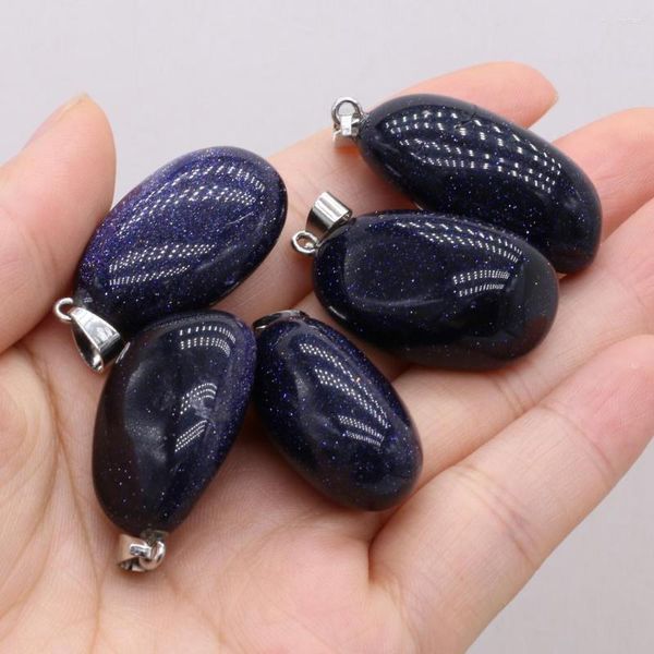 Collane a pendente naturale blu sabbia di pietra squisita retro reiki cristallo gemma ciondoli per gioielli femminili che producono accessori