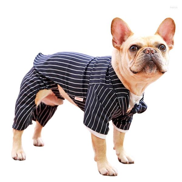 Vestuário para cães cães de estimação cães elegantes calças listradas ternos de lazer grosso macio