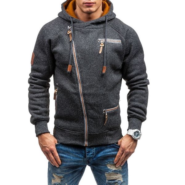 Capuz de moletons de moletons moletons com capuz masculino Moda de moda com zíper catiônico Flanela de flanela de flanela com zíper diagonal de cor diagonal 221119