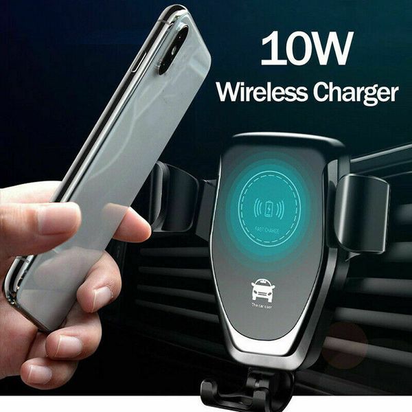 Caricabatterie wireless per auto 10W Qi Carica rapida Q12 Presa d'aria Presa d'aria automatica Supporto per telefono a gravità per iPhone Samsung One Hand to Lock Release Stander