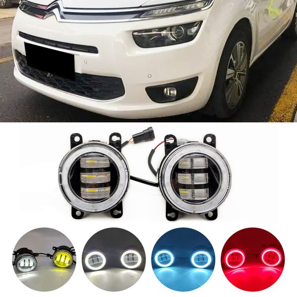 Carro anjo olho conjunto de luz de nevoeiro lâmpada led luz circulação diurna drl h11 para citroen c4 picasso grand 2006-2020