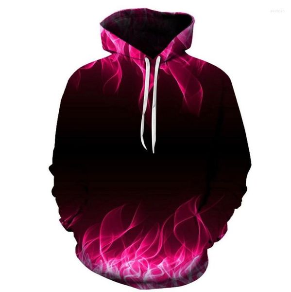 Erkek Hoodies 3D Dijital Baskı Flame Unisex Kazak Kapşonlu Sweatshirt Hoodie Büyük Cep İlkbahar ve Sonbahar Modelleri