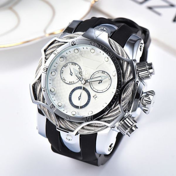 Мужские спортивные Quartz Watch Invicto Reserve Bolt Zeus Rubber Band World Time Steel Wire большой циферблат 57 мм